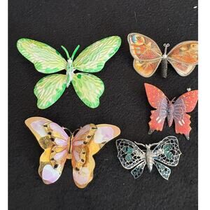 Vintage Butterfly Brooch Lot Colorful Pins Set of 5